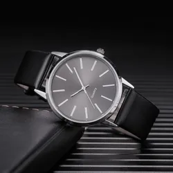 Luxury Men's Leather Strap Watch - Elegant Timepiece (Black)