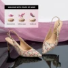 French Women's High Heels Shallow Slim Letter Cowboy Printed Design Classic Fashion Slip On High Heels 3