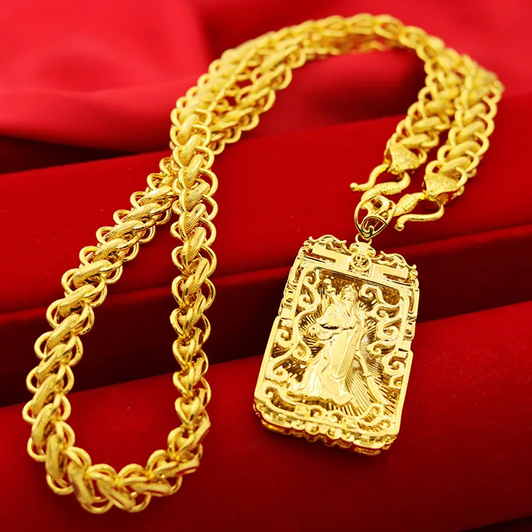 Real 18K Gold Necklace Fine Jewelry Pure 999 Pendant Chain Genuine Solid Gold for Women Wedding