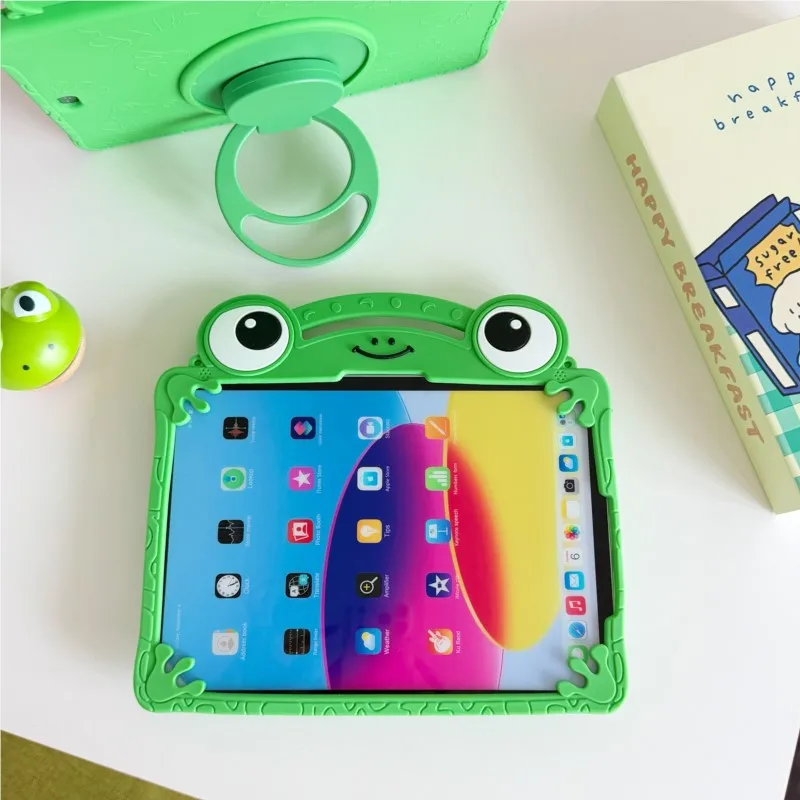3D Cartoon Frog Soft Silicone Tablet Case with Bracket
