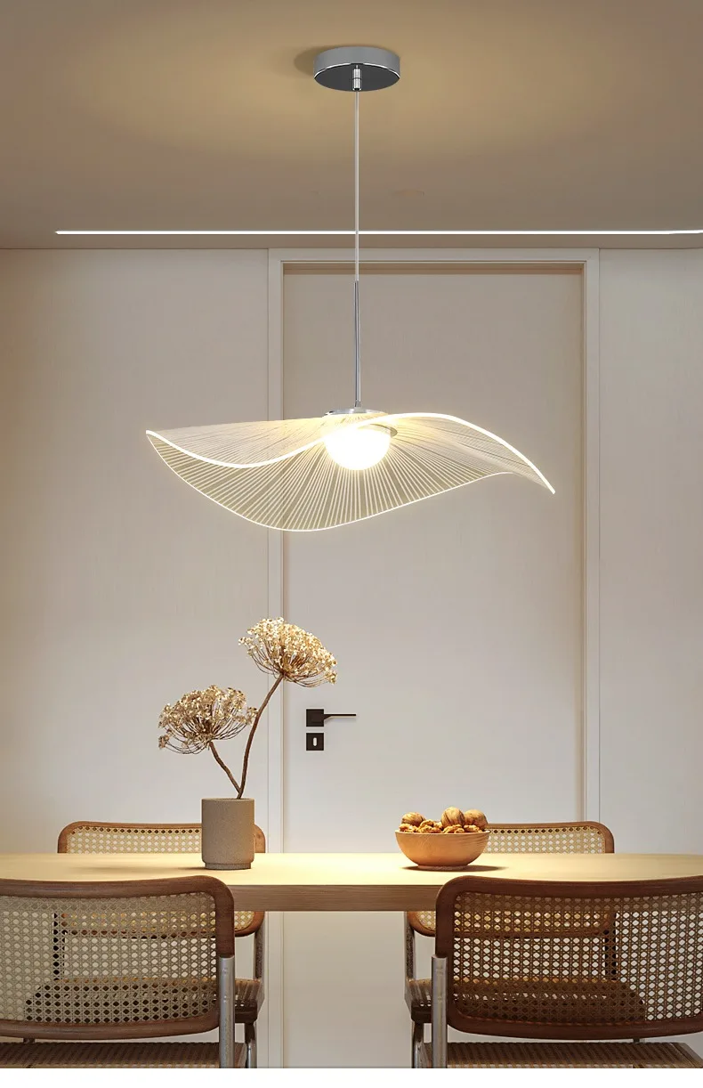 레스토랑 빨대 모자 샹들리에, 북유럽 크리에이티브 연꽃 잎 디자인 바 테이블 램프, LED 식탁 레스토랑 램프