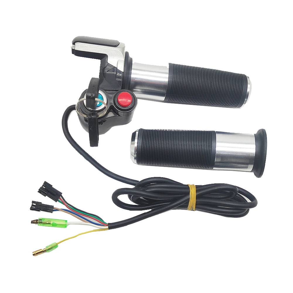 36V 48V 전기 자전거/스쿠터/오토바이/ebike 속도 가스 핸들/스로틀/가속기 트위스트 그립 실버 컬러 크루즈 기능