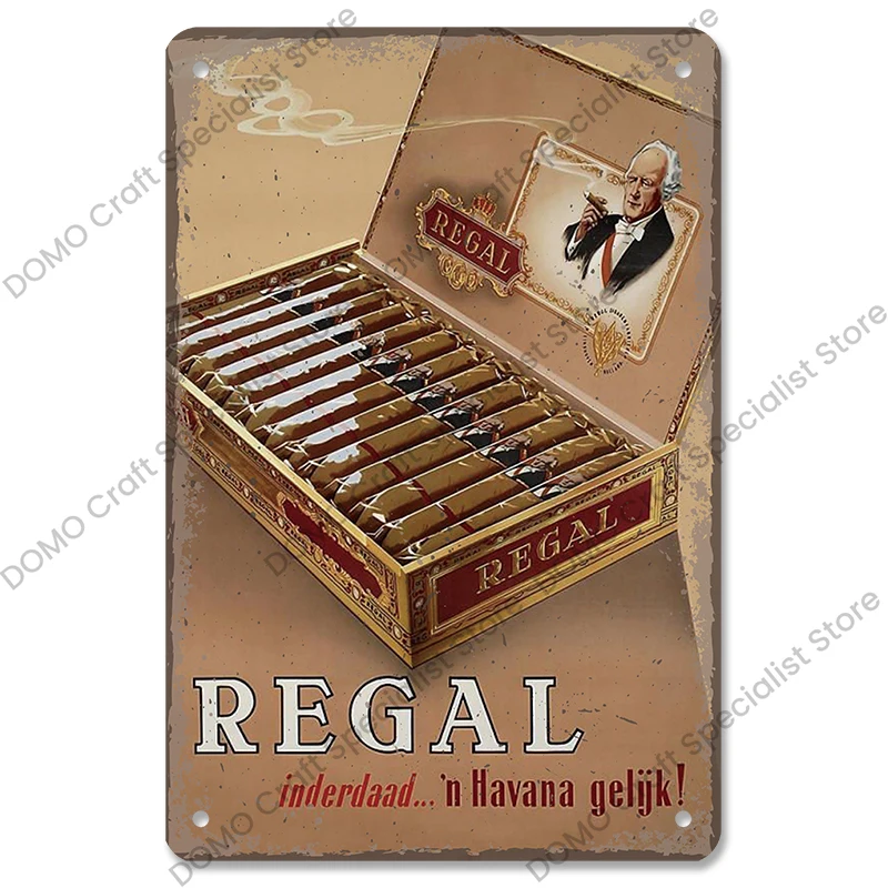 Plaque Métal Vintage Whisky Et Cigares – 30x20 Cm – Déco Murale Étain
