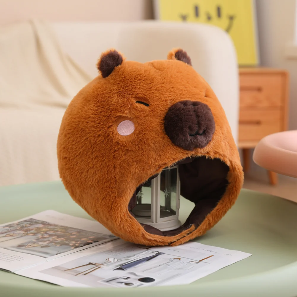 

Animal Head Mask Capybara Animal Hat Plush Capybara Cap Cartoon Doll Headwear Stuffed Rodent Hat Christmas Party Cosplay Costume