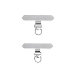 Universal Ultra - Thin Stainless Steel Phone Lanyard Clip with 360° Rotation Anti - Lost Patch (2pcs Silvery)