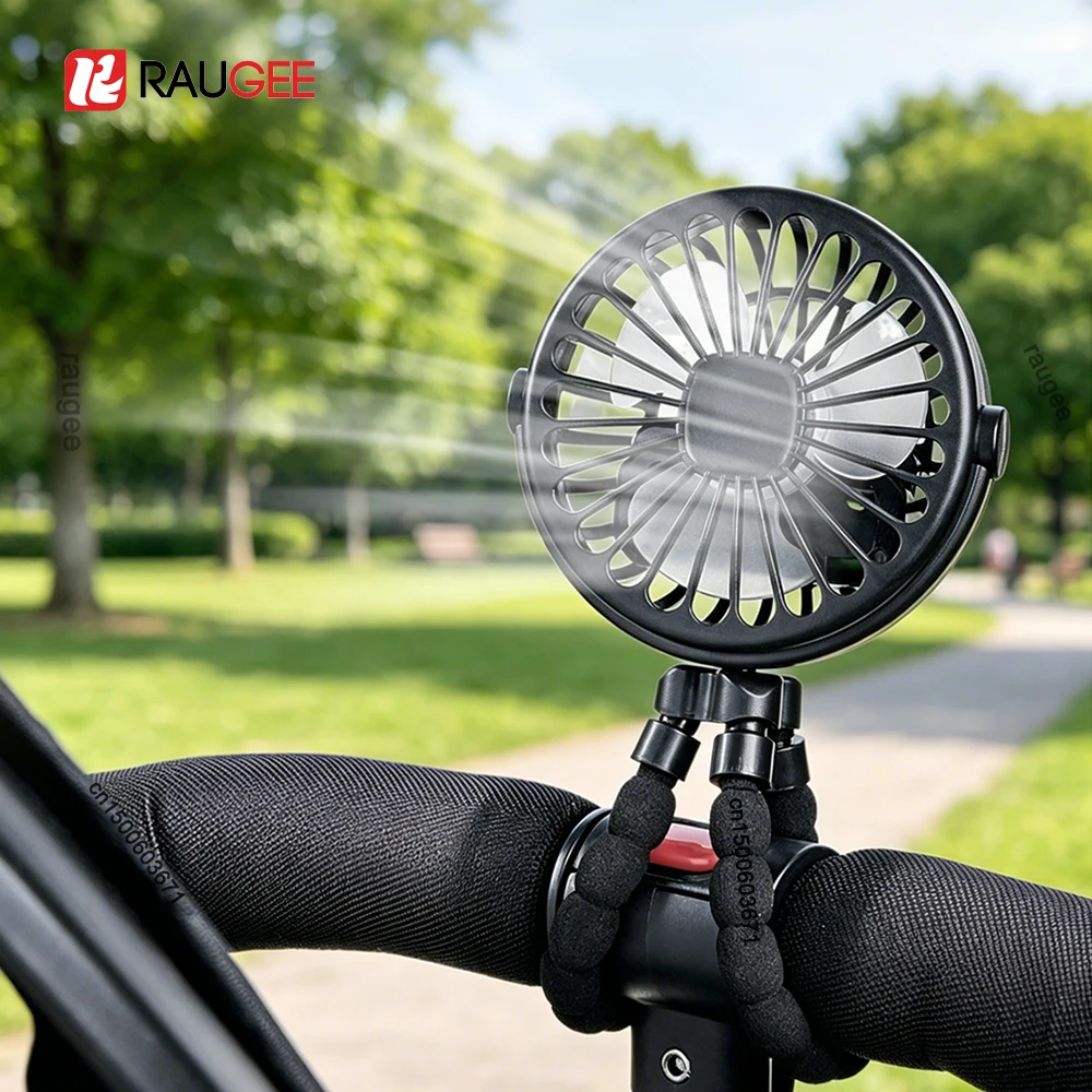 Portable Mini USB Rechargeable Baby Stroller Octopus 360° Rotate Outdoor Tripod Small Clip Fan_voghion.com