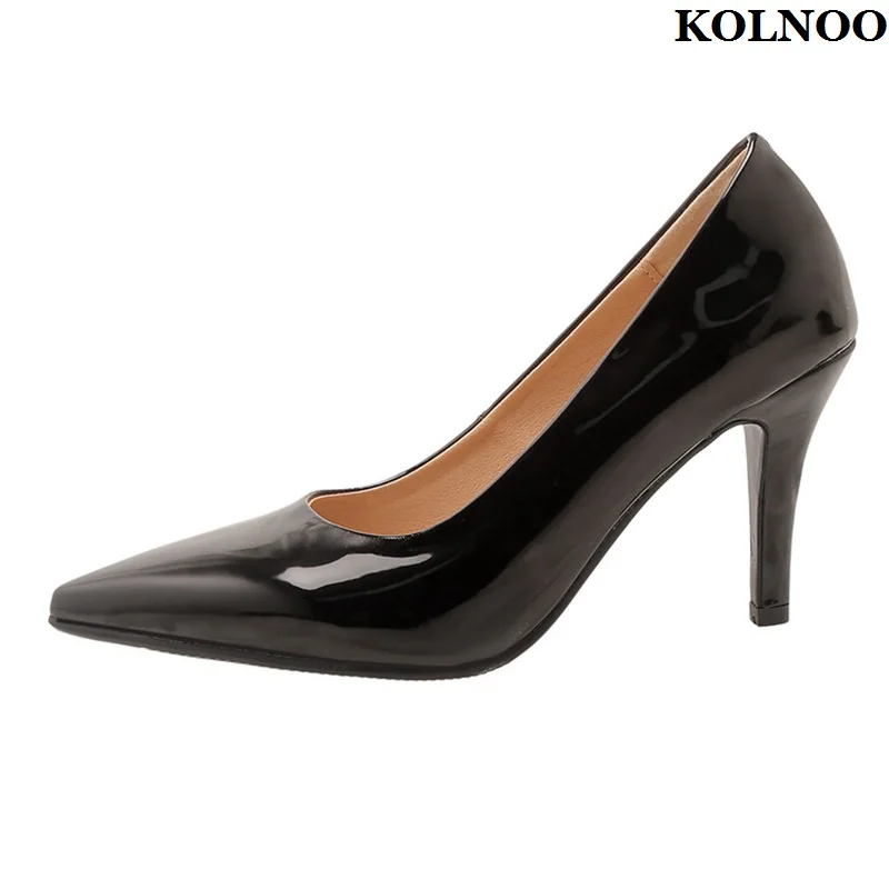 

Kolnoo Hot Sale Daily Wear Women's 8cm High Heels Pumps Patent Leather Summer Slip-on Shoes Evening Party Fashion Court Shoes