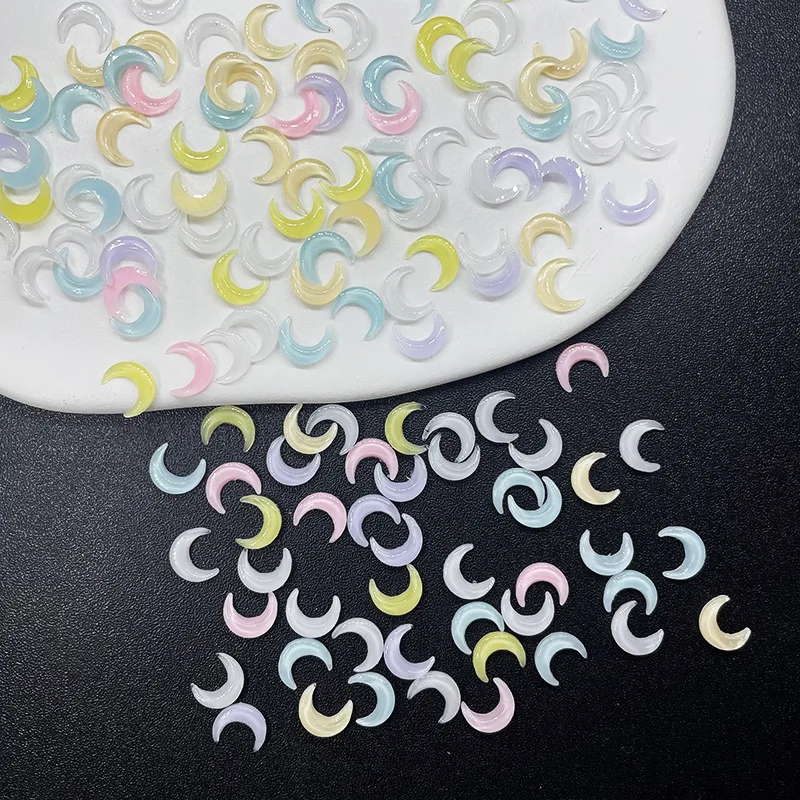 100Pcs Nail Resin Gems Star/Moon Nail Art Cute Designs Charms For DIY Manicure 3D Nail Accessories Decoration Rhinestones 3