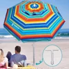 Beach Umbrellas for Sand Heavy Duty Wind Portable, 6.5ft Outdoor Umbrella with Sand Anchor and Protection 6