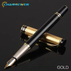 Elegant Black Fountain Pen with Classic Metal Design for Writing and Calligraphy (SIZE D  gold)