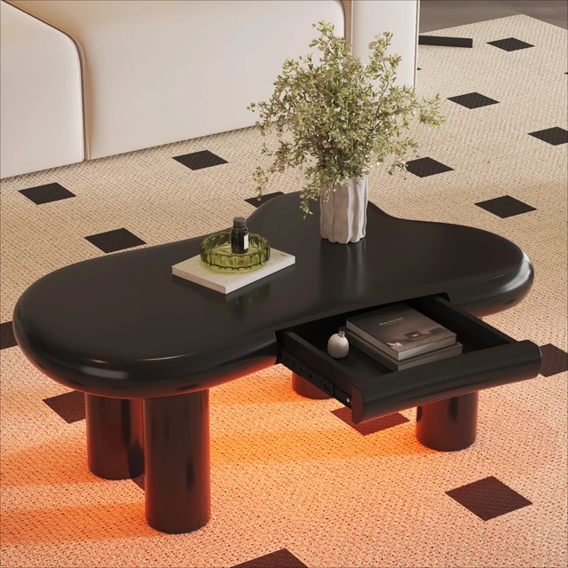 Table à thé unique de style nordique avec éclairage LED 16 couleurs, table simple et moderne, petite table pour salon, accessoires ménagers 1