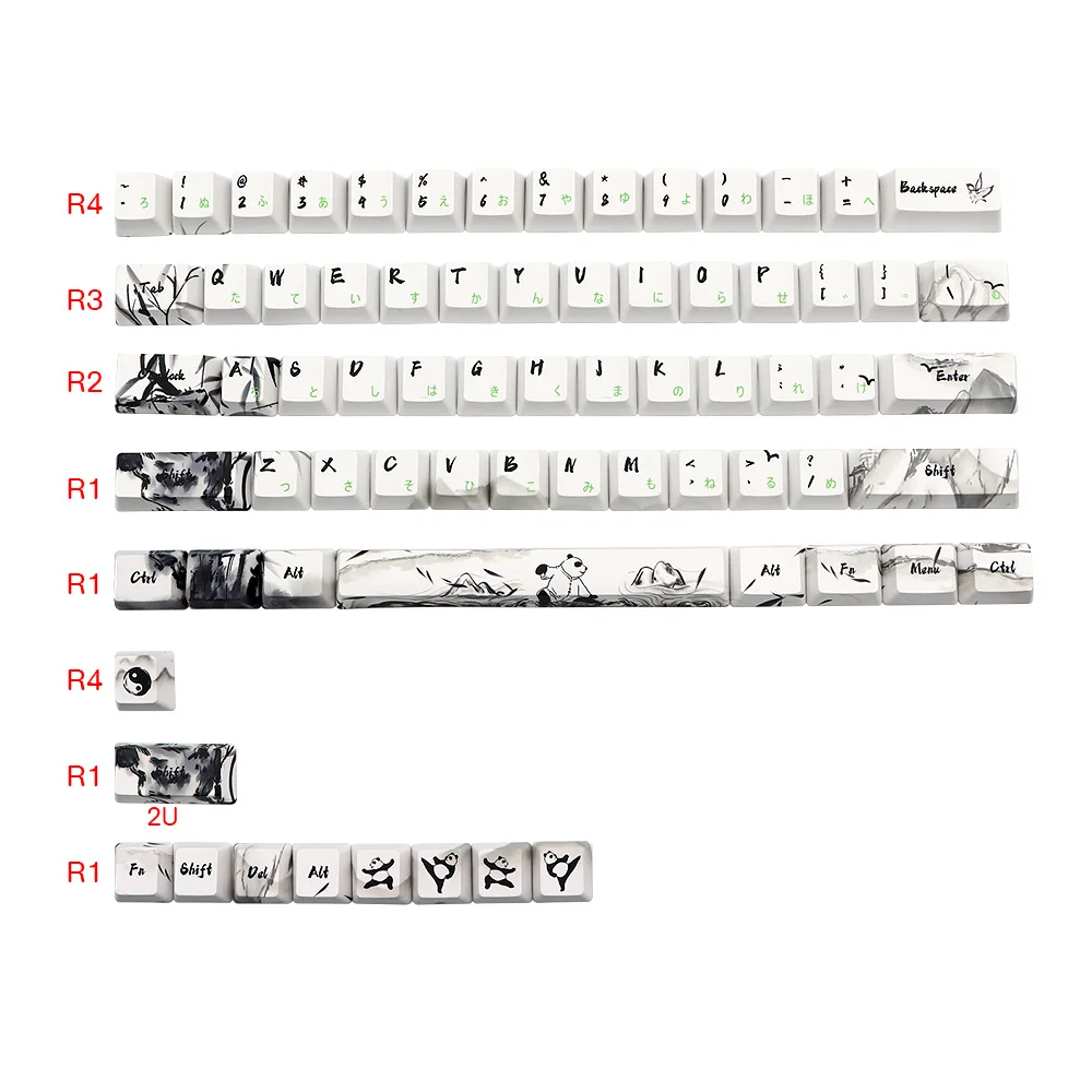 Panda-キーボードキャップ,モデルGMK-KEY,pbt,昇華,日本のキーキャップ