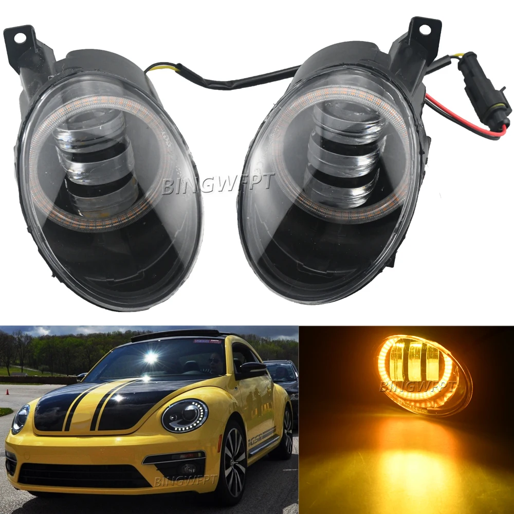 

2 Pieces Angel Eye Fog Light Car LED Lens Fog Daytime Running Lamp DRL 30W 6000LM 12V For Volkswagen VW Beetle 5C1 5C7 2011-2019