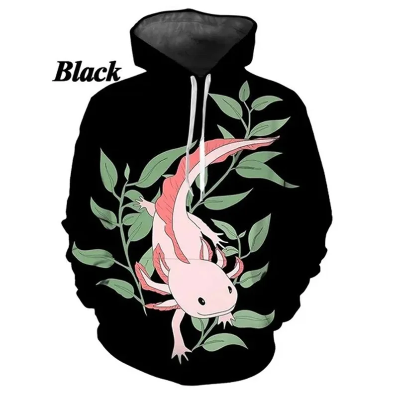 

New Hot Sale Cute Axolotl 3D Printed Hoodie Men And Women Outdoor Leisure Trend Round Neck Sweater Graphic Hooded Sweatshirt