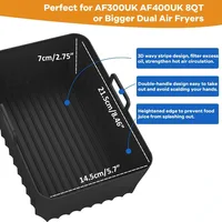 Pot de panier en Silicone pour friteuse à Air, pour Ninja AF400EU, rectangulaire, antiadhésif, doublures de cuisson, tapis réutilisable, plateau de cuisson pour four, moule 2