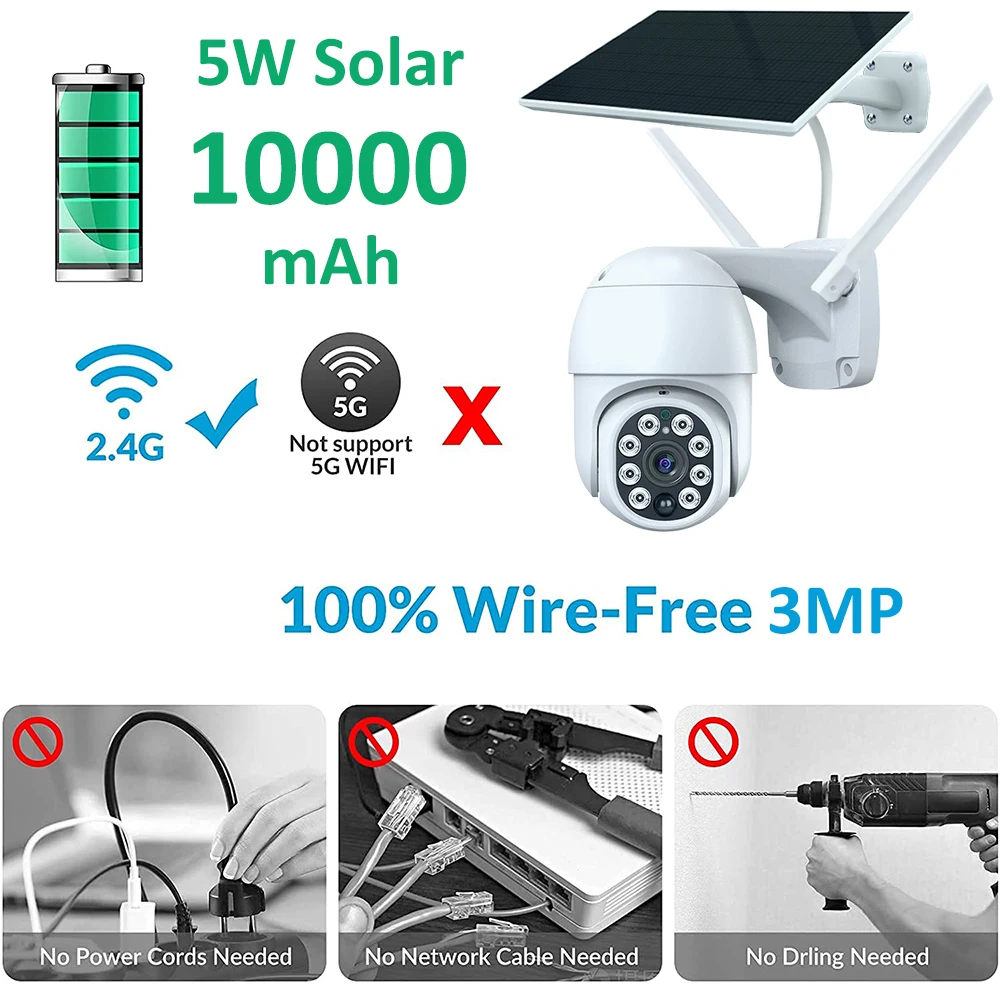 Tuya Smart 3MP Patrol Human Body Filtering 5W Solar 10000mAh Battery Wireless PTZ Outdoor WiFi PIR CCTV Auto Tracking Camera 2