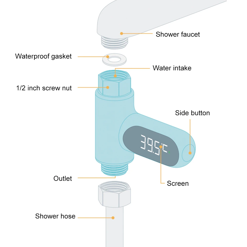 Hot Tub Water Temperature Monitor Electricity Home LED Display Shower Faucets Water Thermometer Bathing Temperature Meter images - 6