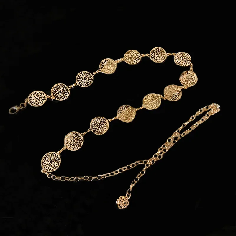 Ceinture Chaîne Métal Femme DTWAWA – Ronde Creuse, Dorée/argentée, Longueur 105/130/150 Cm - 6