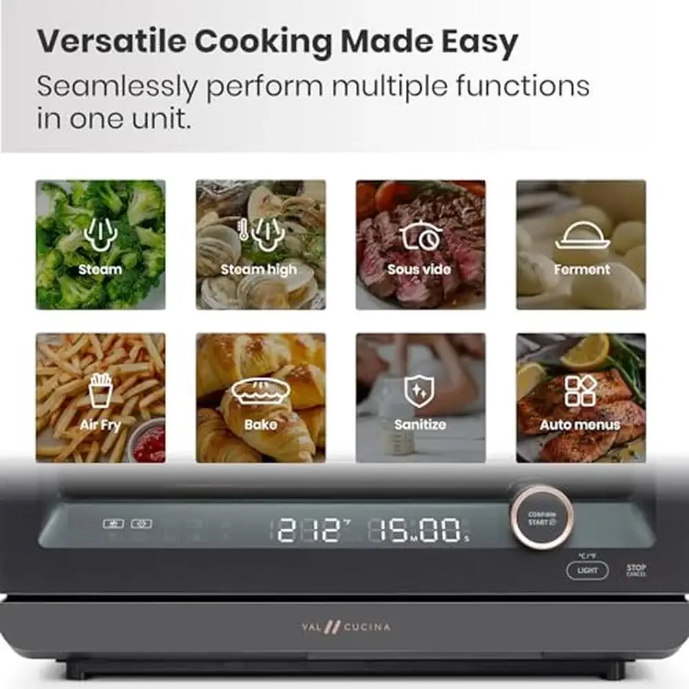 Steam Convection Oven 7-in-1 Countertop Air Fry Bake Sous Vide Ferment Built-in Recipes Food-grade Anti-Scalding Easy Operation 2