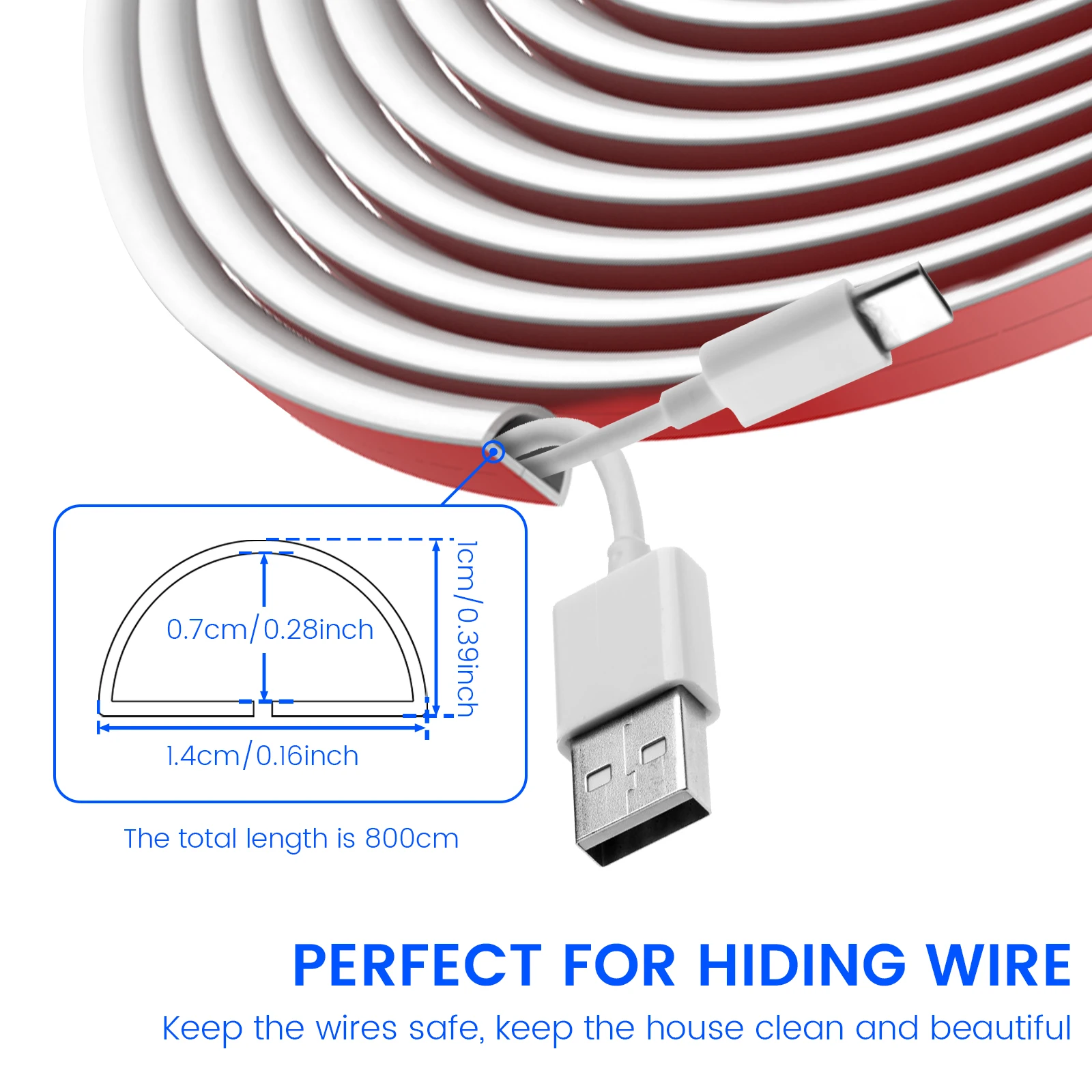 Cable Cover 4/6/8M Self Adhesive Wall Cable Concealer Floor Cord Cover Flexible Cable Wire Fixer Protector for Cord Management