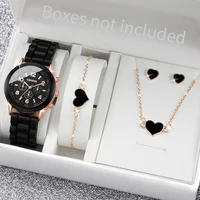 5/6PCS Women Watches Fashion Silicone Band Women Quartz Watches Jewelry Set Reloj Mujer Girls Clock Gift (Without Box) 1