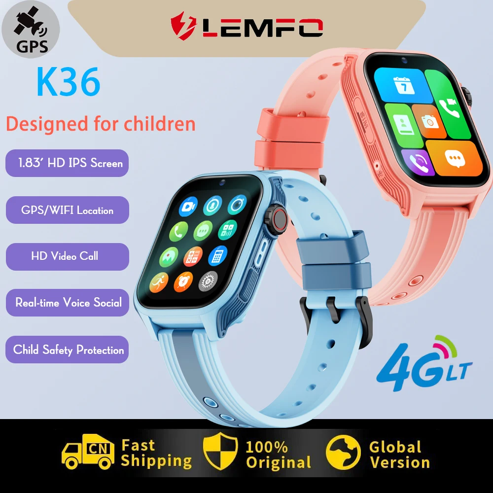 

Смарт-часы LEMFO K36 детские, 4G, GPS, 2023 дюйма, IP7
