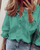 Chemise à volants à manches longues pour femmes, chemise européenne et américaine, printemps et été, nouveau 6