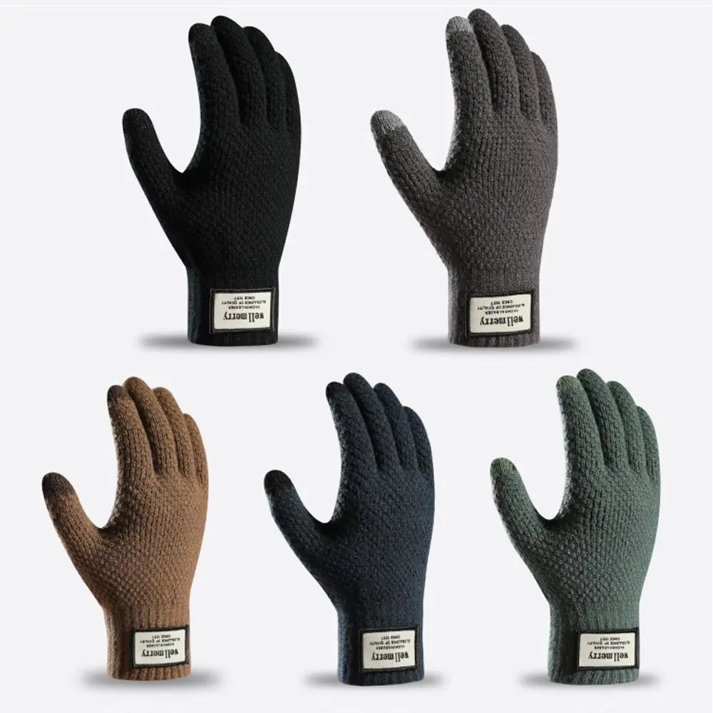 Winter Gloves Wool Cashmere Gloves Touch Screen Winter Men Knitted Gloves Solid Color High Quality Winter Autumn Thicken Warm Coldproof winter gloves