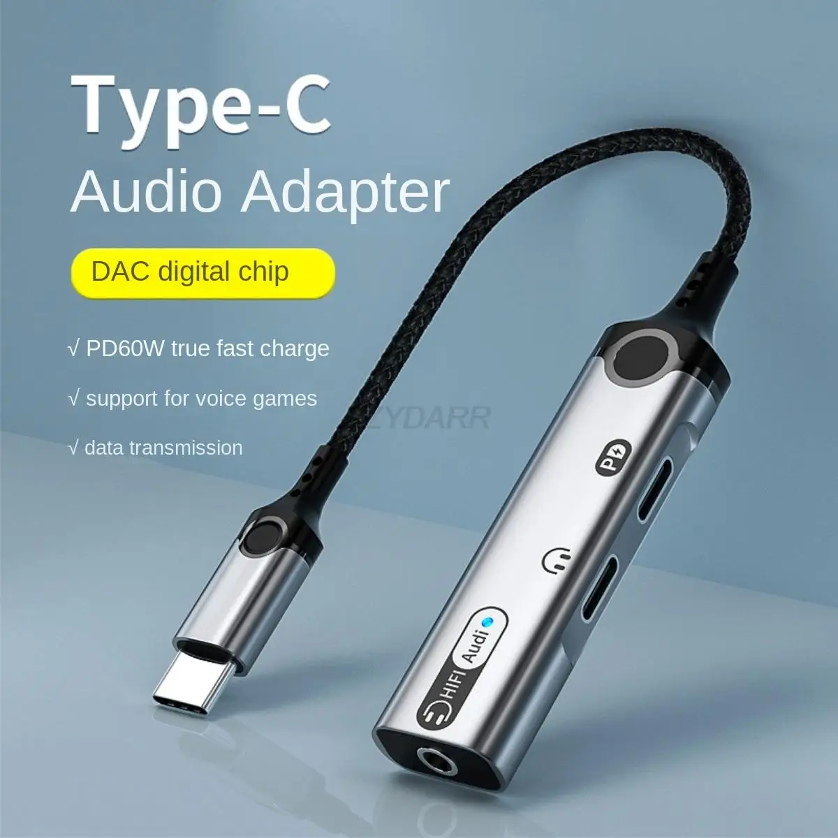 Type-C 3 in 1 headphone adapter USB C to 3.5mm audio converter 60W charging for iPhone15 Galaxy S23 S22