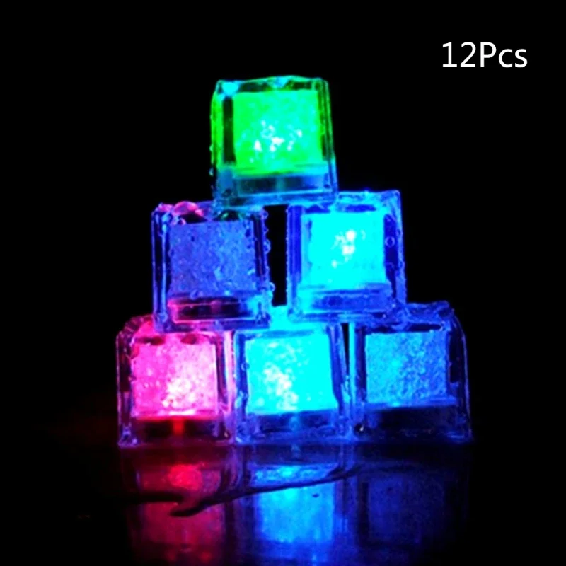 

Colorful Glowing Ice Cubes Bar Wedding Hen Glass Decoration LED