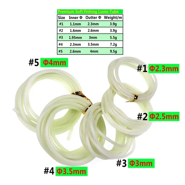 2M Fishing Night Luminous Tube Green Soft Silicone Fishing Sleeves Fishing Rig Hook Line Glow Pipe Light fishing Tackle Tool 4