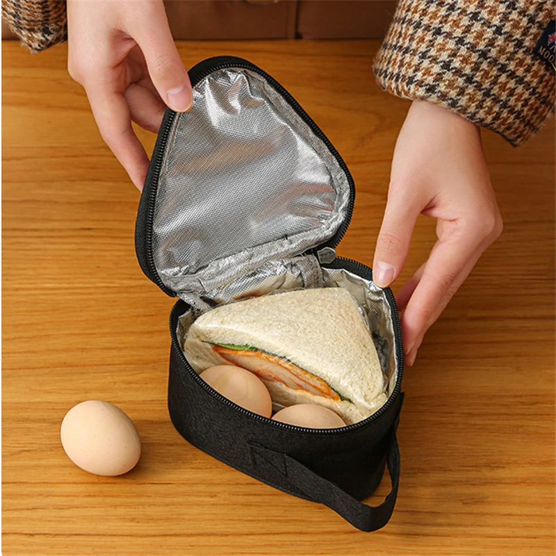 Breakfast Insulation Thermal Bag Mini Triangular Rice Ball Lunch Box Bags  Cute Portable Food Bento Fresh Pouch for Women Kids