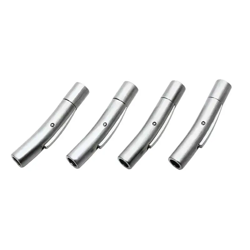 10pcs Stainless Steel Bayonet Clasp Tube 2/4/5/6/8/12mm Contector for Round Leather Cord Bracelet Snap Lock End Caps Jewelry Diy