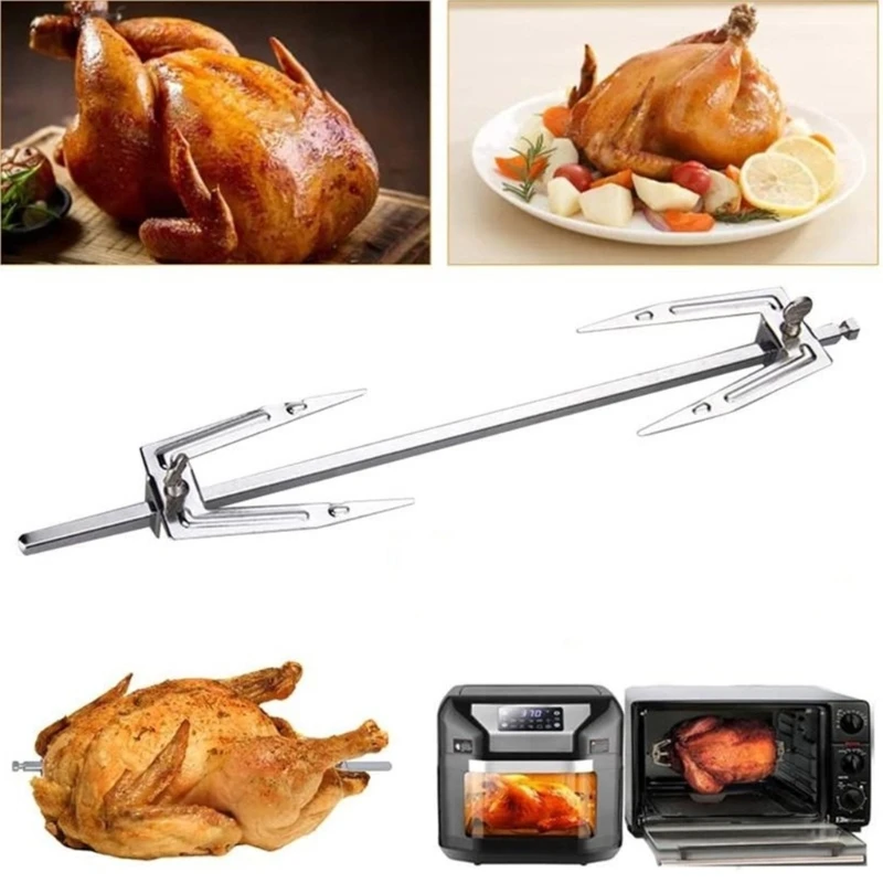 Rotating Rotisserie Grills Air Fryer Fork Grills Roast Chicken Fork Stainless Steel Skewer Grilled Air Fryer Accessories R7UB