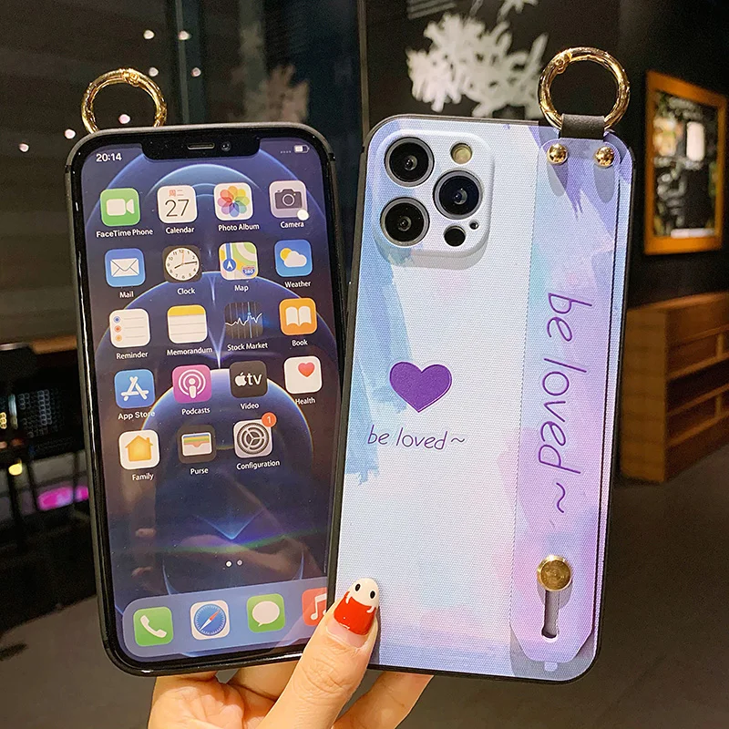 Gradient Color Wrist Strap Phone Case