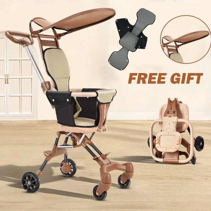 Baby Stroller for Toddler One-click Folding Lightweight Stroller Two-ways Baby Strolling Cart Canopy Swivel Front Wheel