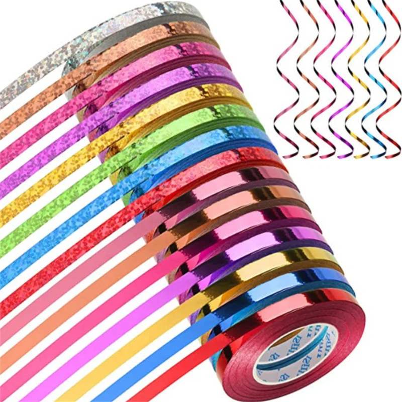 

10m Gold Silver Red Blue Purple Green Laser Balloon Ribbon Wedding Birthday Party Ribbon Balloon Accessories Decoration