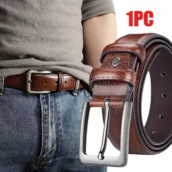 Men's Luxury Leather Belt with Metal Pin Buckle - High - Quality Designer Waist Accessory - 130cm (Light brown)