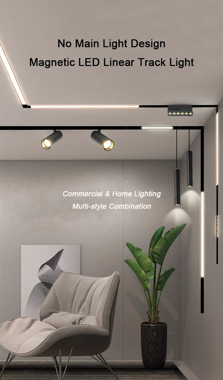 Description Picture 2 of itemModern DC48V LED Magnetic Track Light Grille Flood Lamp Embedded Flexible Linear Fixture LED Spotlight Ceiling Indoor Living