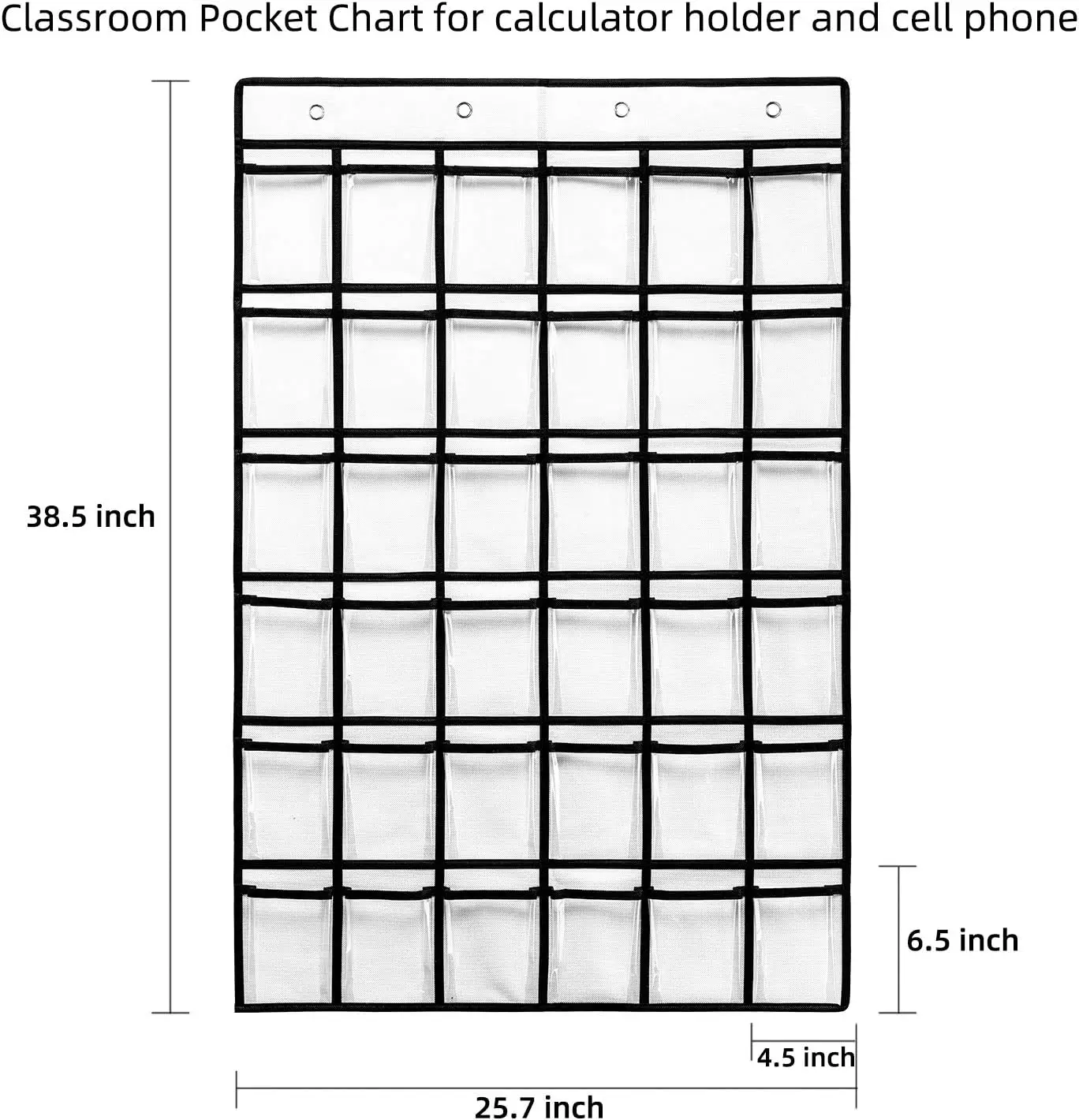 Pocket Chart Organizer 36 Clear Pockets Classroom Hanging Organizer for Cell Phones Calculator Holder