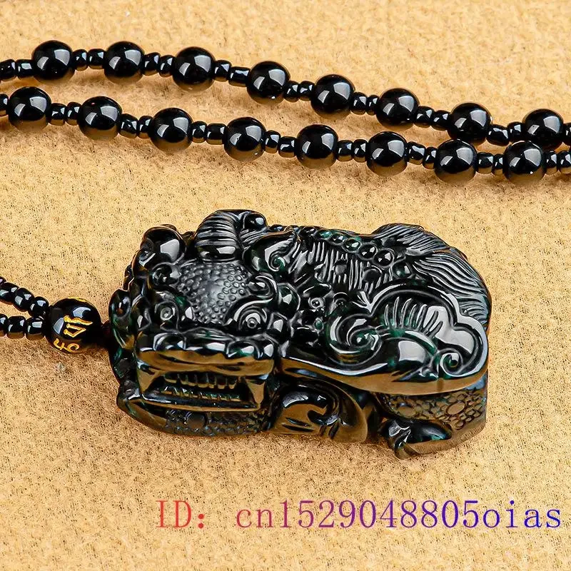 Burmese Jade Pixiu Pendant Jadeite Men Black Gemstone Necklaces Emerald Necklace Fashion Carved Certificate Jewelry Natural
