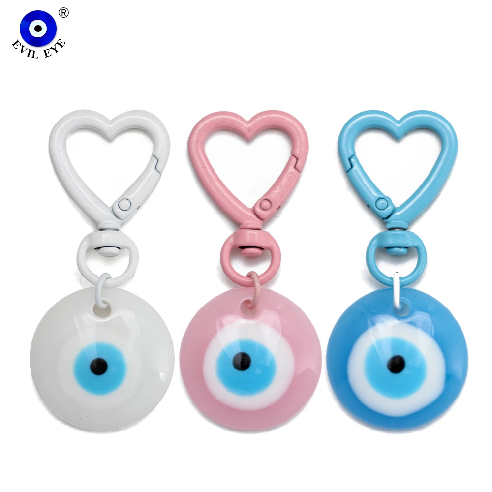 EVIL EYE Drop Oil portachiavi turco Evil Eye portachiavi per auto donna uomo borsa portachiavi con Clip a cuore llavero porte clé ciglight