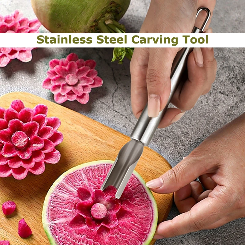 1/3pcs Stainless Steel Carver Semicircle Petal Shape Fruit Vegetable Carving Knife Dish Placement Carving Set Kitchen Gadgets Kitchen Gadgets