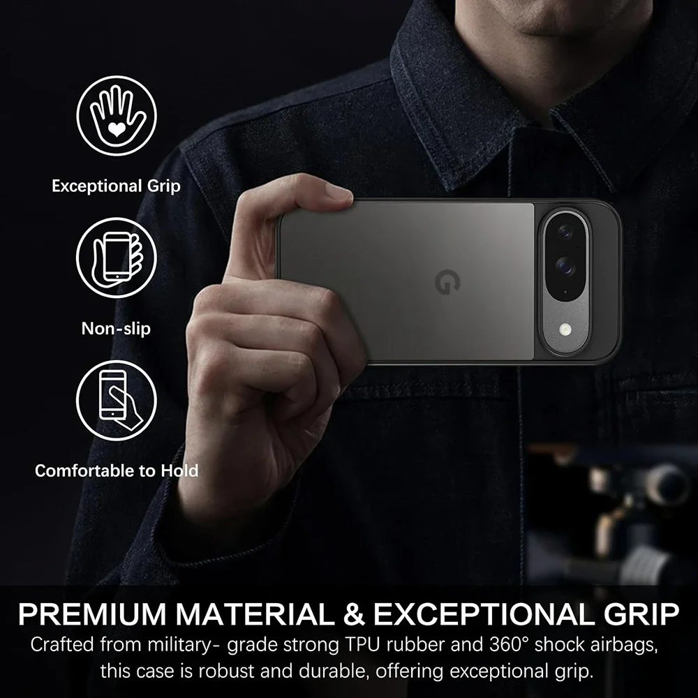 Enhanced Shockproof Military Grade Case - Transparent Black Matte Hybrid Cover
