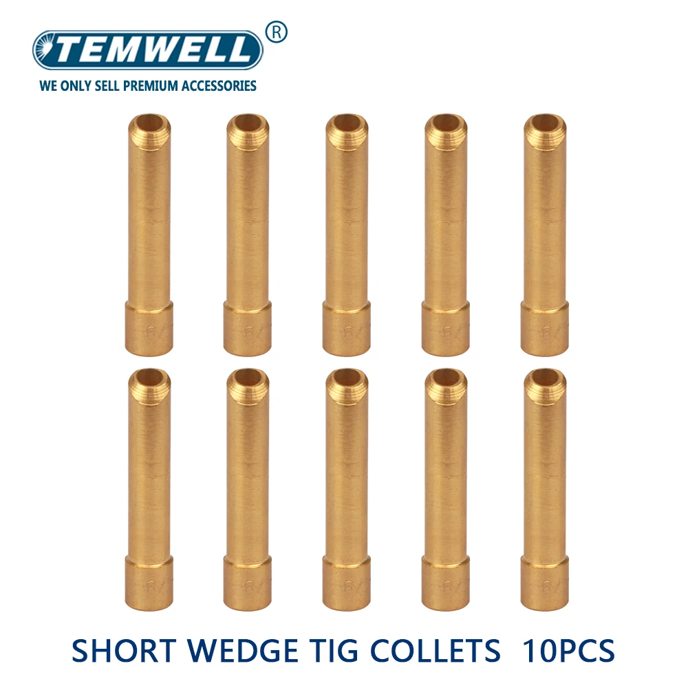 10PCS 30MM Length Wedge Tig Collet Welding Consumable Tungsten Electrode Collet For WP17/18/26 Torch Short Wedge Tig Collets