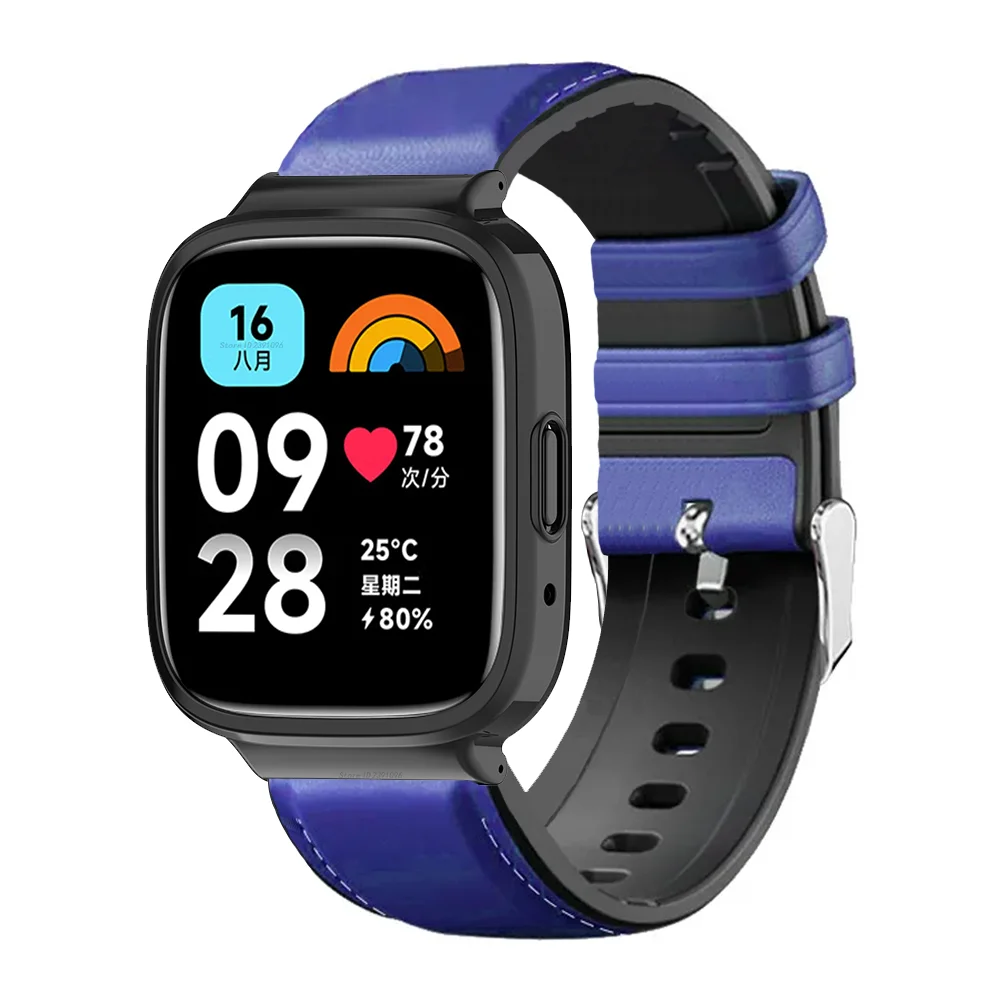 Premium Leather Strap with PC Case for Smart Watches - Elegant Wristband Bracelet Accessories