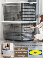 Household quilt storage box transparent acrylic large capacity bedroom organizing box Office Desktop Organizer Hoder 24*18*16cm 2