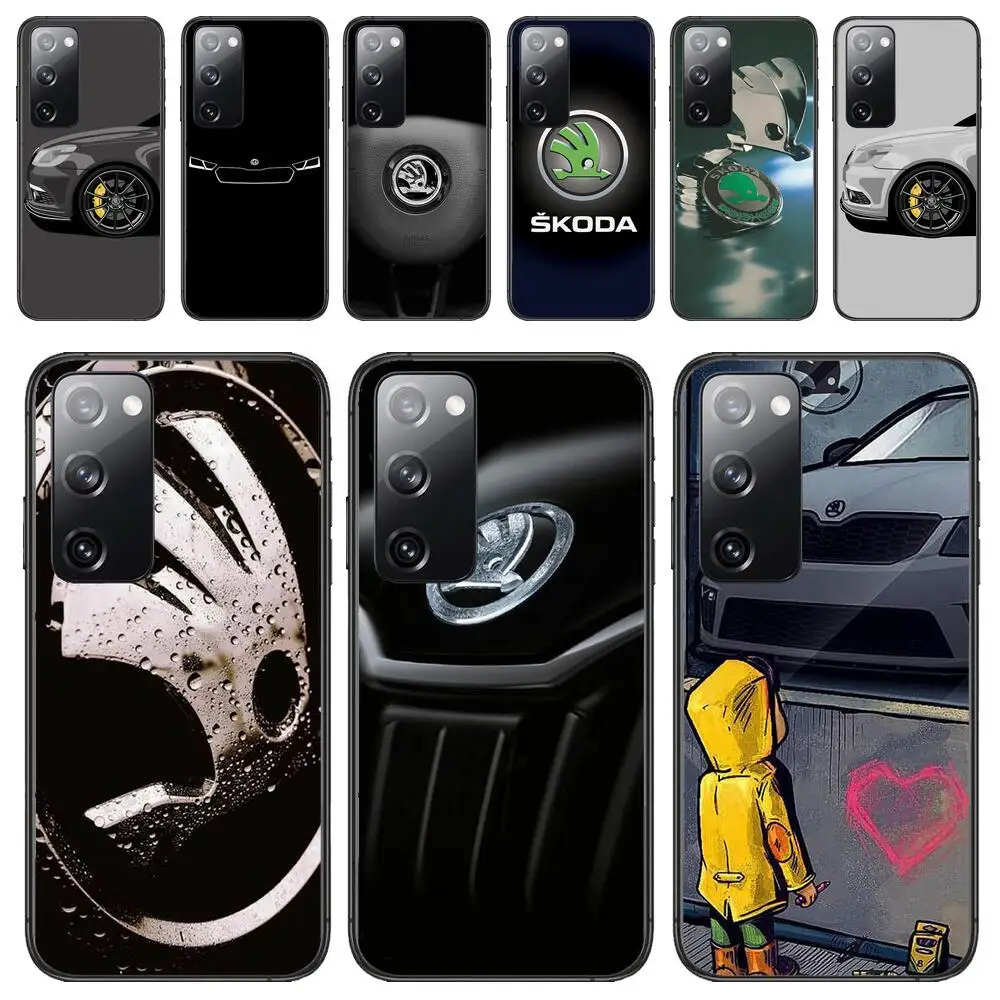 Brand Car Skoda Black Tpu Phone Case Luxury Fashion Per Samsung Galaxy S23 S21 S10 S30 S20 S22 S8 S9 S30 Pro Plus Ultra Fe Cover