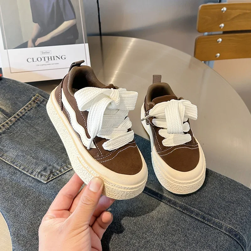 Girls Spring Korean Version Soft Soled Versatile Shoes Boy Casual Low Top Sneaker Children Stripe Neutral Round Toe Front Lacing - 2