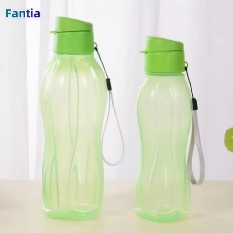 Large Capacity Portable Outdoor Sports Water Bottle - Solid Color Plastic Drinkware Cup